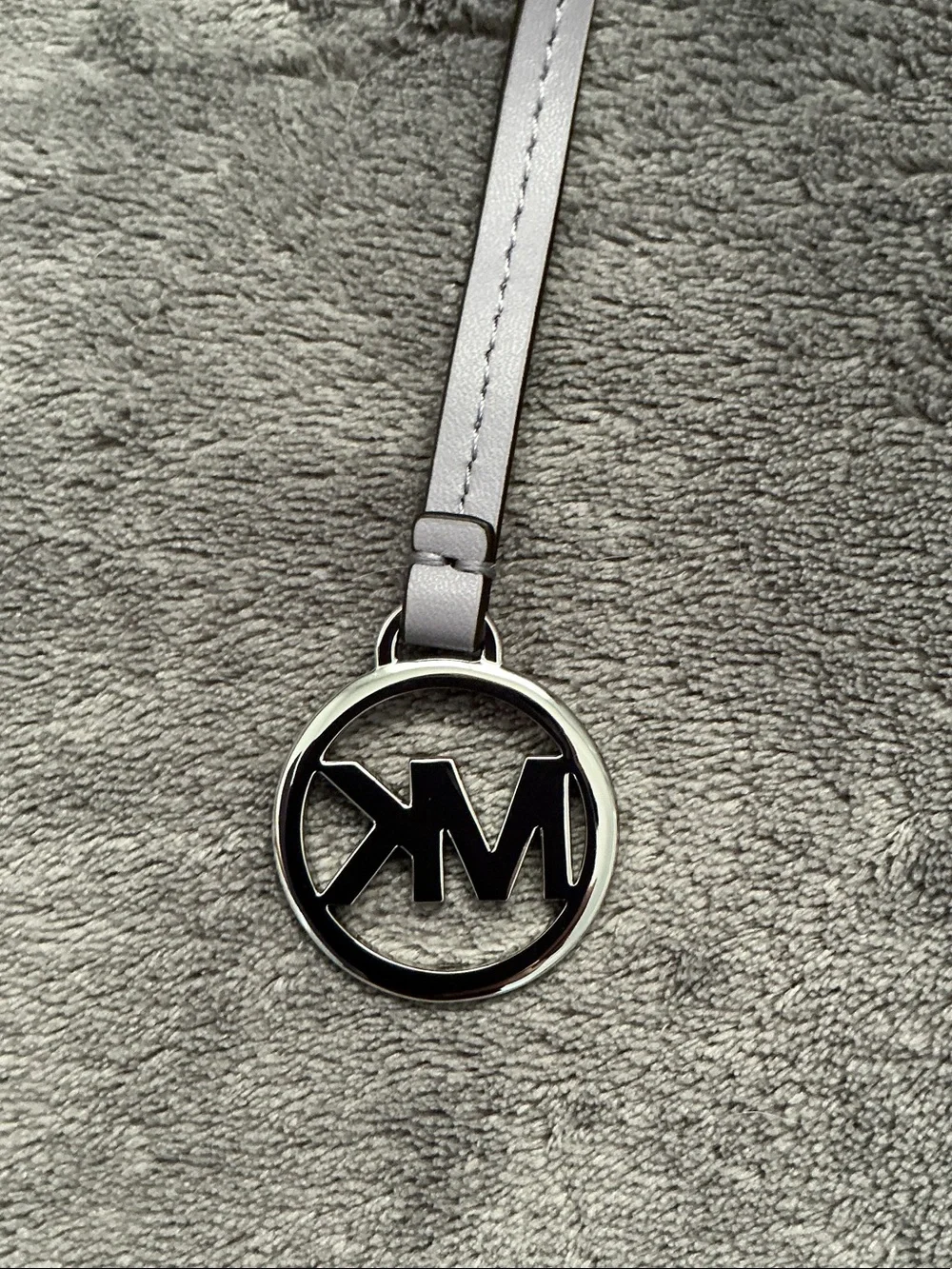 Michael Kors Lilac Leather Strap Key Fob Bag Charm with Silver MK Logo